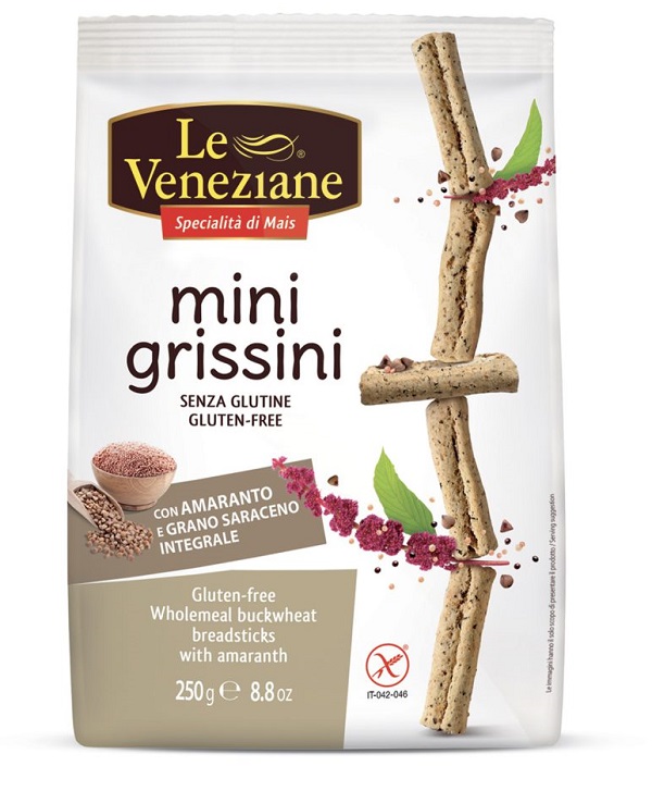 LE VENEZIANE MINIGRISSINI GRANO SARACENO INTEGRALE CON AMARANTO 250 G - Farmapanda Srl