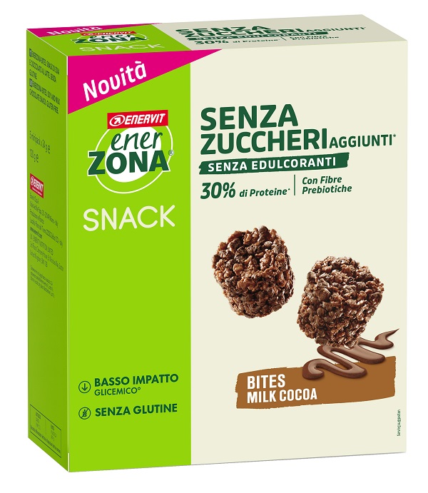 ENERZONA BITES MILK COCOA SENZA ZUCCHERI AGGIUNTI 24 G 5 PEZZI - Farmapanda Srl