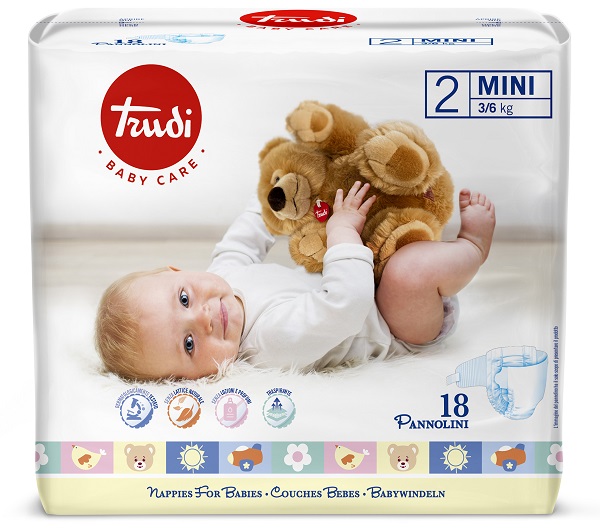 TRUDI BABY CARE PANNOLINO PER BAMBINI MINI 3/6KG 18 PEZZI - Farmapanda Srl