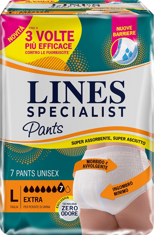 PANNOLONE PER INCONTINENZA LINES SPECIALIST PANTS EXTRA UNISEX L 7 PEZZI - Farmapanda Srl