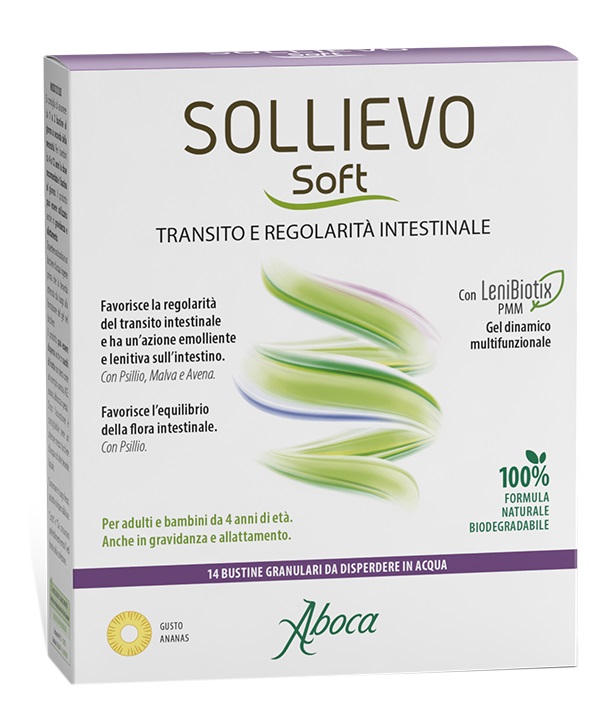 SOLLIEVO SOFT 14 BUSTINE GRANULARI DA 3,8 G SENZA GLUTINE SENZA LATTOSIO SENZA ZUCCHERI AGGIUNTI - Farmapanda Srl