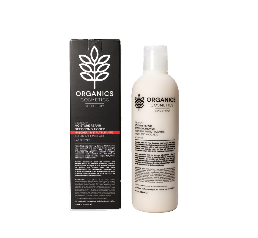 ORGANICS COSMETICS MOISTURE REPAIR DEEP CONDITIONER ARGAN AND AVOCADO 250 ML - Farmapanda Srl