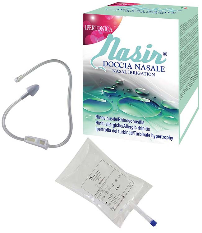 NASIR DOCCIA NASALE 2 SACCHE 250 ML ISOTONICA + 1 DEFLUSSORE - Farmapanda Srl