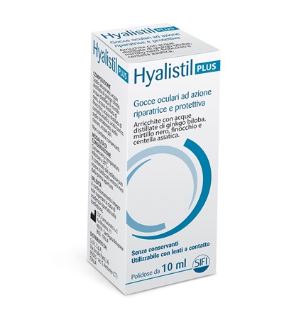 GOCCE OCULARI HYALISTIL PLUS ACIDO IALURONICO 0,4% ACQUA DISTILLATA DI GINKGO BILOBA + MIRTILLO NERO + FINOCCHIO + CENTELLA ASIATICA 10 ML - Farmapanda Srl
