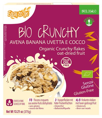 EASY TO GO BIO CRUNCHY AVENA BANANA UVETTA E COCCO 375 G - Farmapanda Srl