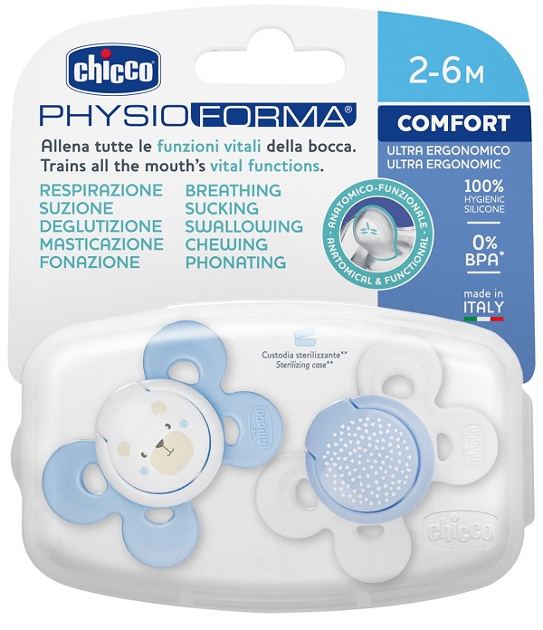 CHICCO SUCCHIETTO COMFORT BOY SILICONE 2-6 MESI 2 PEZZI - Farmapanda Srl