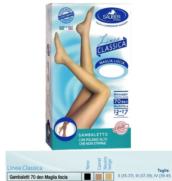 SAUBER GAMBALETTO MAGLIA LISCIA 70 DENARI CAMEL 2 - Farmapanda Srl