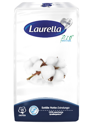 ASSORBENTE LAURELLA IN COTONE SOTTILE NOTTE DISTESO 14 PEZZI - Farmapanda Srl