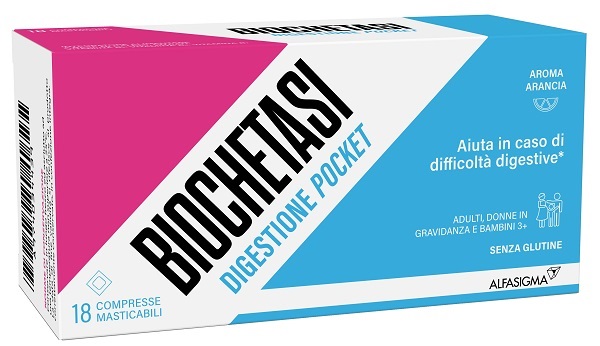 BIOCHETASI DIGESTIONE POCKET 18 COMPRESSE MASTICABILI - Farmapanda Srl