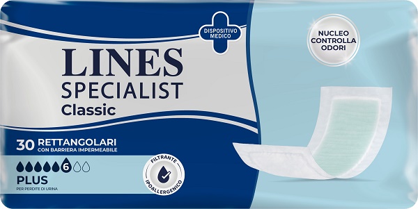 PANNOLONE LINES SPECIALIST CLASSIC RETTANGOLARE CON BARRIERA 30 PEZZI - Farmapanda Srl