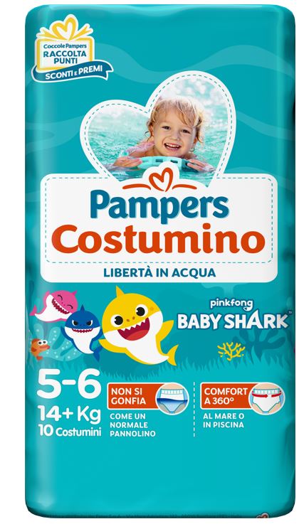 PAMPERS COSTUMINO BABY SHARK CP S 5-6 10 PEZZI - Farmapanda Srl