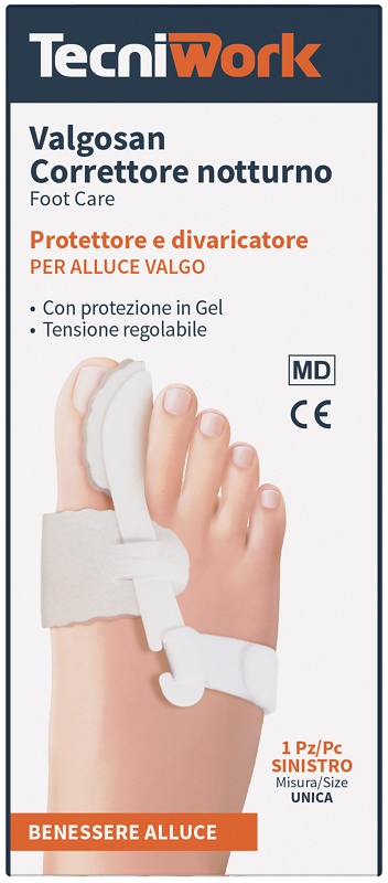 CORRETTORE NOTTURNO PER ALLUCE VALGO SINISTRO MISURA UNICA VALGOSAN 1 PEZZO - Farmapanda Srl