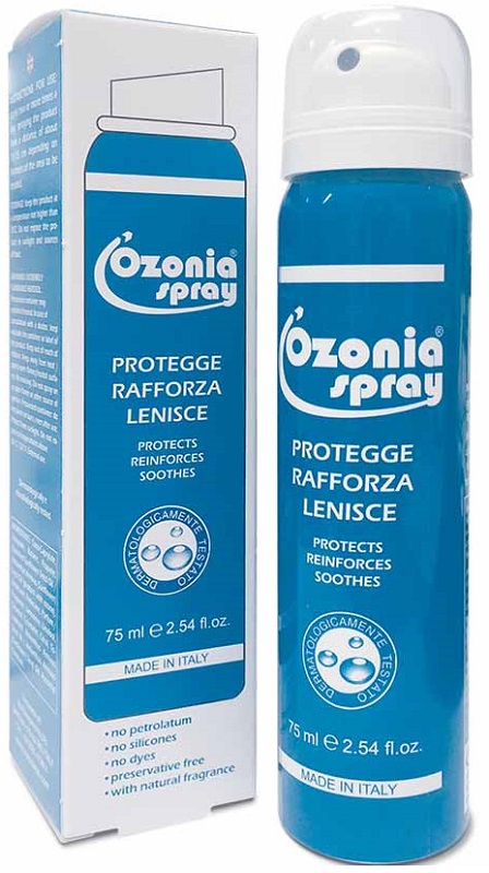 OZONIA SPRAY A BASE DI OLIO OZONIZZATO PER CUTE E MUCOSE ARROSSATE INFIAMMATE DISTROFICHE SENSIBILI 75 ML - Farmapanda Srl