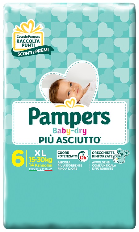 PAMPERS BABY DRY DWCT XL 14 PEZZI - Farmapanda Srl