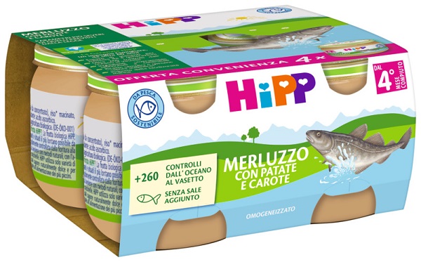 HIPP OMOGENEIZZATO MERLUZZO/PATATE/CAROTE 4X80 G - Farmapanda Srl