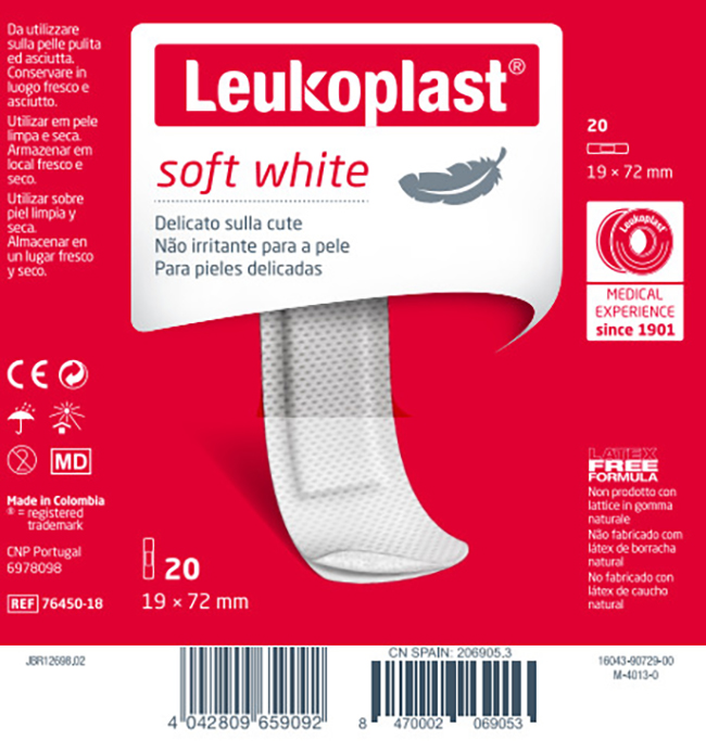 LEUKOPLAST SOFT WHITE 72 X 19 CM 20 PEZZI - Farmapanda Srl