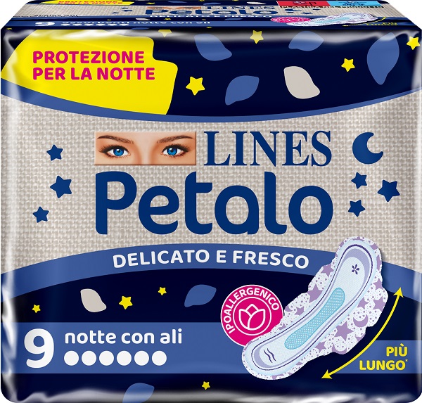 LINES PETALO BLU ASSORBENTE NOTTE 9 PEZZI - Farmapanda Srl