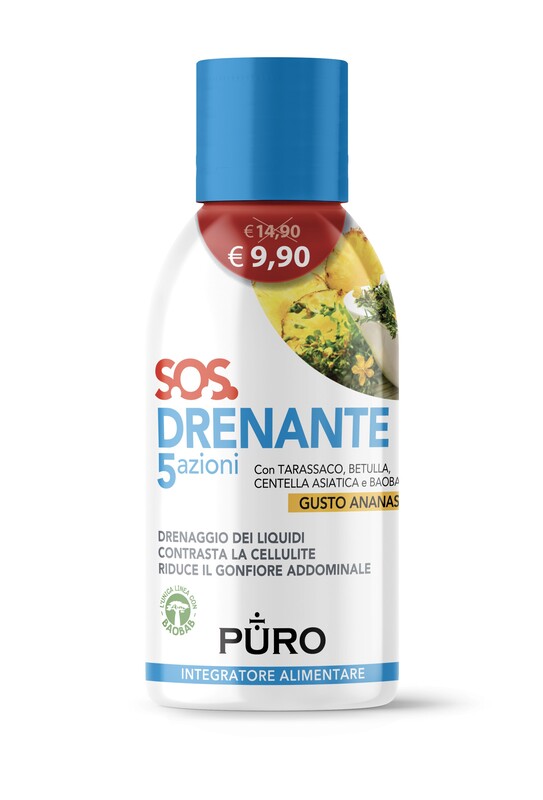 PURO DRENANTE 5 AZIONI CON BAOBAB GUSTO ANANAS 500 ML - Farmapanda Srl