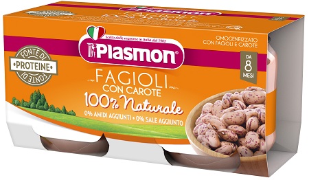 PLASMON OMOGENEIZZATO FAGIOLI BORLOTTI E CAROTE 2X80 G - Farmapanda Srl