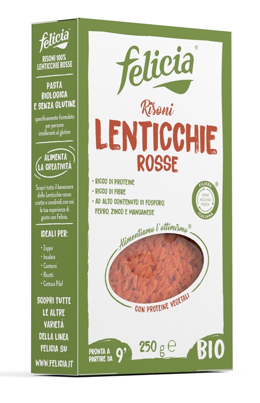 FELICIA BIO RISONI LENTICCHIE ROSSE 250 G - Farmapanda Srl