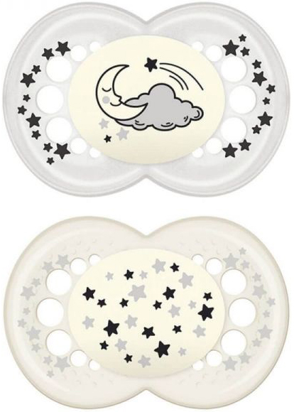 MAM SUCCHIETTO ORIGINAL NIGHT 6+ MESI SILICONE NEUTRO 2 PEZZI - Farmapanda Srl