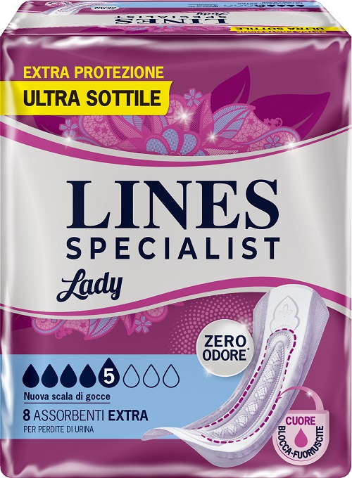 ASSORBENTI PER INCONTINENZA LINES SPECIALIST LADY 8 EXTRA 8 PEZZI - Farmapanda Srl