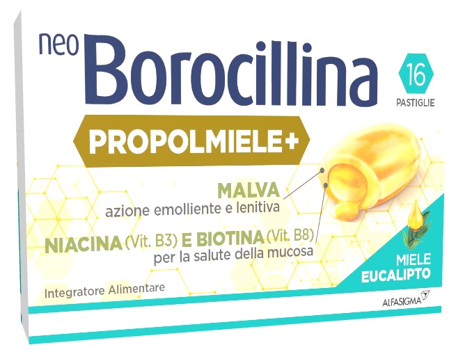 NEOBOROCILLINA PROPOLMIELE+ MIELE/EUCALIPTO 16 PASTIGLIE - Farmapanda Srl