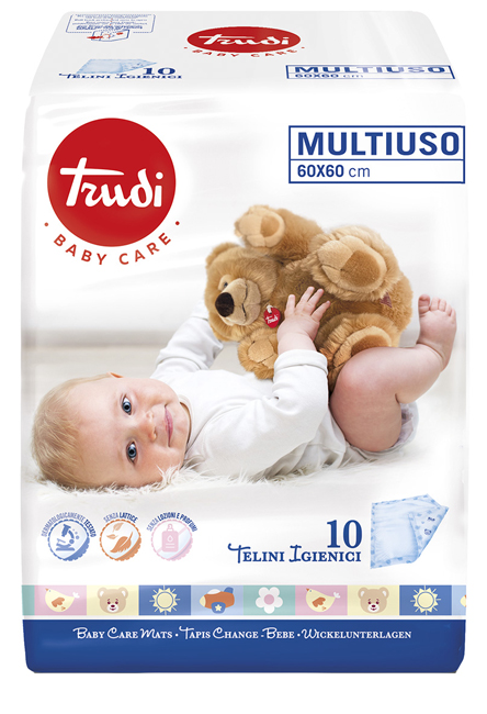 TRUDI BABY CARE TELINI MULTIUSO 60X60 CM 10 PEZZI - Farmapanda Srl