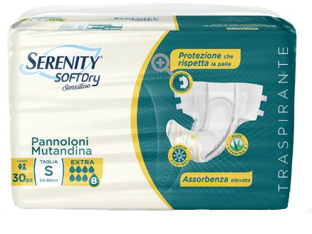 SERENITY PANNOLONE MUTANDINA SD SENSITIVE EXTRA TAGLIA S 30 PEZZI - Farmapanda Srl