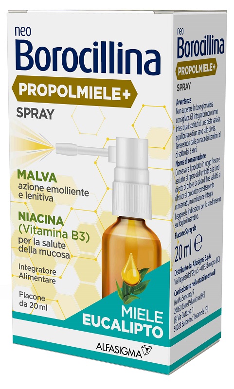NEOBOROCILLINA PROPOLMIELE+ SPRAY MIELE EUCALIPTO 20 ML - Farmapanda Srl