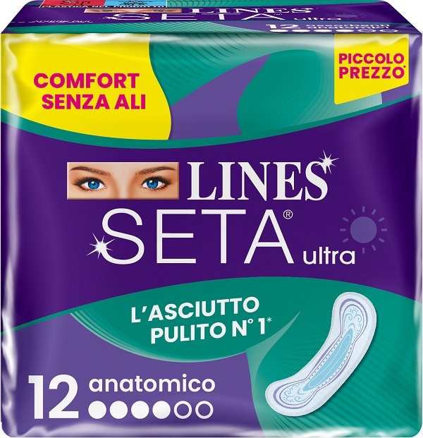 LINES SETA ULTRA ASSORBENTI ANATOMICO DWCT 12 PEZZI - Farmapanda Srl