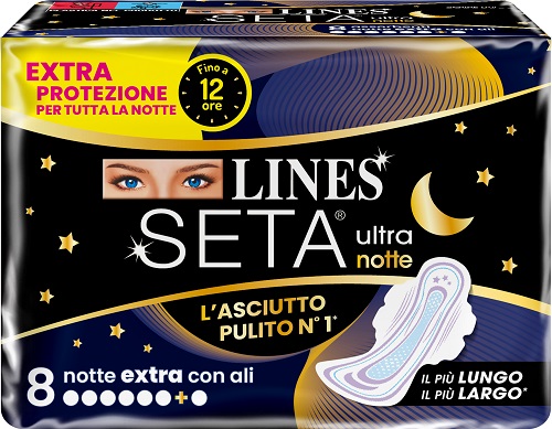 LINES SETA ULTRA ASSORBENTI NOTTE 8 PEZZI - Farmapanda Srl