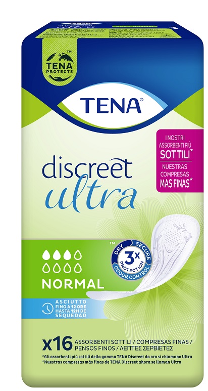 PANNOLONE SAGOMATO TENA DISCREET ULTRA NORMAL 16 PEZZI - Farmapanda Srl