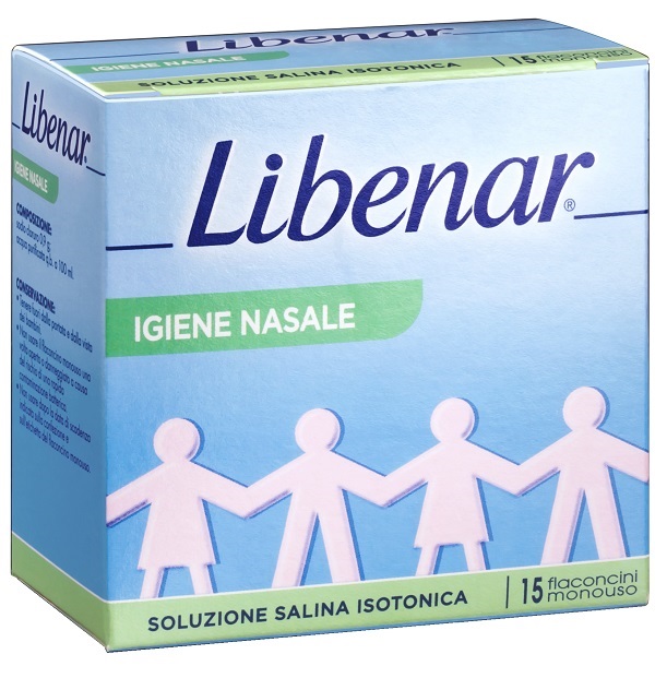 SOLUZIONE SALINA ISOTONICA 0,9% LIBENAR PER IGIENE NASALE 15 FLACONCINI MONOUSO X 5 ML - Farmapanda Srl