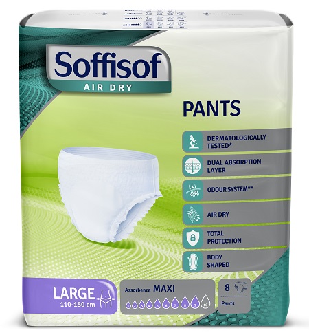 PANNOLONE SOFFISOF AIR DRY PANTS MAXI LARGE 8 PEZZI - Farmapanda Srl