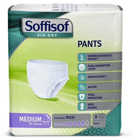 PANNOLONE SOFFISOF AIR DRY PANTS MAXI MEDIUM 8 PEZZI - Farmapanda Srl