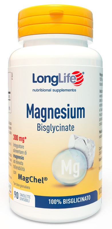 LONGLIFE MAGNESIUM BISGLYCINATE 90 TAVOLETTE DIVISIBILI SENZA GLUTINE - Farmapanda Srl